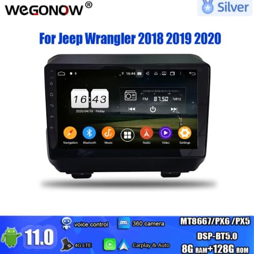 For Jeep Wrangler 2018 2019 2020 Wireless Carplay PX6 DSP IPS Car DVD Player Android 10.0 4GB+64GB GPS RDS Radio Wifi Bluetooth