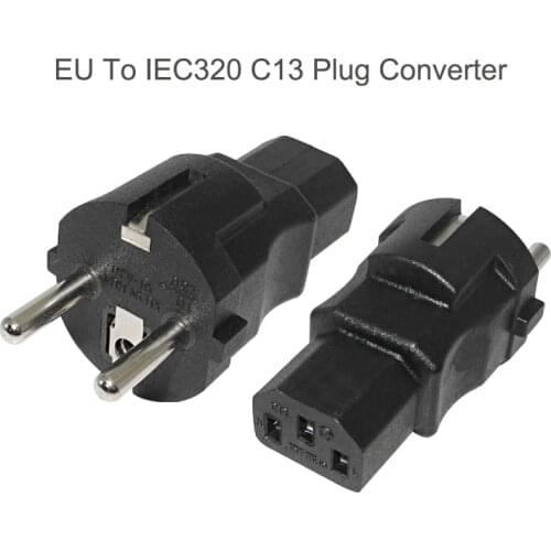 EU To IEC320 C13 Power Adapter EU Germany Male to IEC320 C13 Female Ac Plug 10A 250V EU(4.8MM) 2 Pin to PDU/UPS Converter