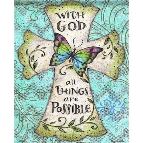 GELANYOUPIN 5D DIY Diamond Embroidery Cross Butterfly Diamond Painting Full Diamond Mosaic Needlework Crafts Home Paintings