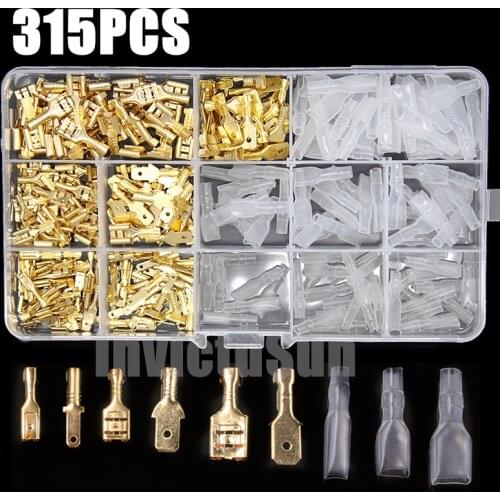 315/210PCS 2.8/4.8/6.3mm Crimp Terminals Insulated Seal Electrical Wire Connectors Crimp Terminal Connector Assortment Kit