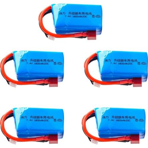 7.4V 2S 1800mAh upgrade Lipo Battery for Wltoys A959-b A969-b A979-b K929-B RC Car spare parts 7.4V T plug battery 1PCS to 5PCS