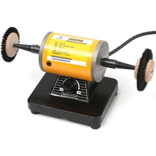 220V Mini Desktop Polishing Machine Metal Plastic Jade Grinding Table Grinding Double Shaft Machine Adjustable Speed Belt Cloth