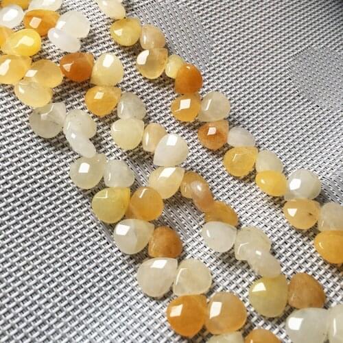 Natural stone Faceted Water drop shape loose beads Yellow Jades Crystal string bead For jewelry making DIY bracelet necklace