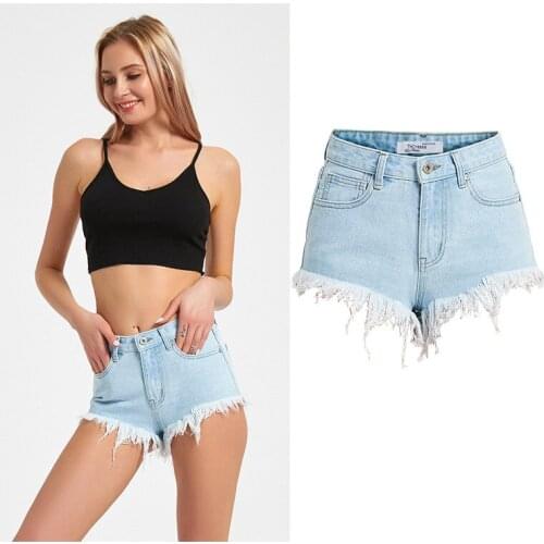 Sexy Women Denim Shorts With Tassels High Waist Chic Skinny Beachwear Streetwear E Girls Mini Booty Shorts Vestidos S-3XL Plus S