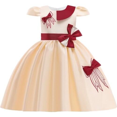 New girl dress sweet bow embroidery banquet dresses for girls princess dress stage costume birthday party wedding dress for kids