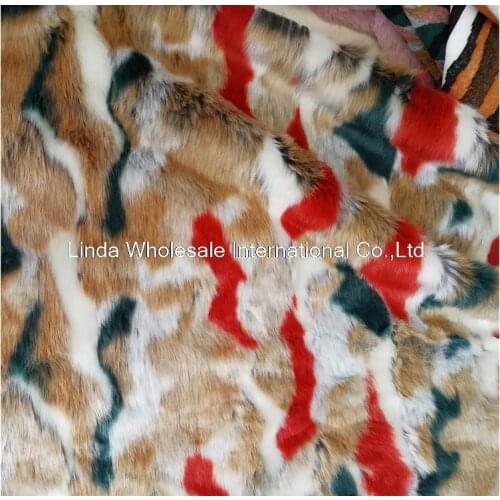 Multicolor jacquard plush,fox fur rainbow fur cloth,fabrics for patchwork,felt cloth,Rabbit Plush handbag clothing shoe material