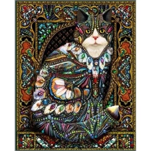 Needlework for embroidery DIY DMC High Quality - Counted Cross Stitch Kits 14 ct Oil painting - The Jeweled Cat