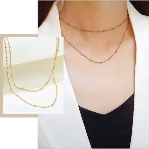 Chic Double O Chain Choker Necklaces for Women Minimalist Stainless Steel Collar Gifts for Party Street Daily Wear Jewelry