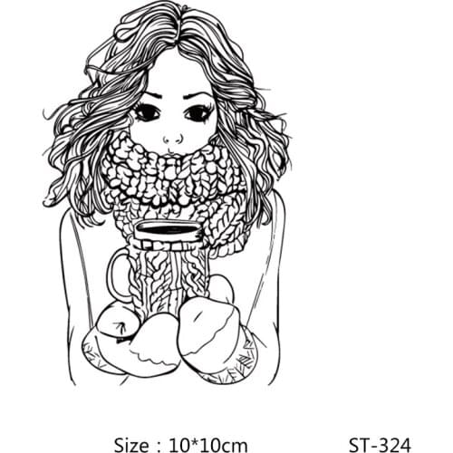 AZSG Shivering Girl Clear Stamps/Seals For DIY Scrapbooking/Card Making/Album Decorative Silicone Stamp Crafts