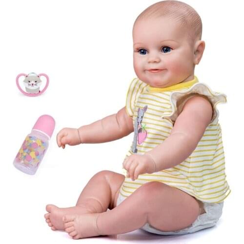 1 Set 49cm Silicone Realistic Doll Opened Eyes Soft Vinyl Baby Cute Newborn Toy with Pacifier Gift for Children Kids