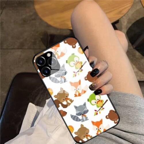 Woodland Animals Phone Case Glass Phone Case For iphone 12 11 Pro Max XS XR X 8 7 Plus SE2 Case