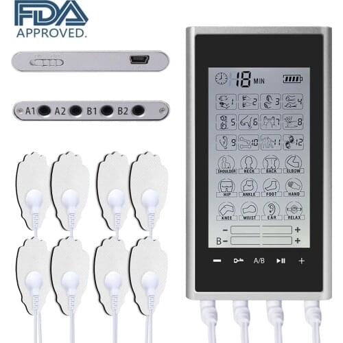 24 Modes EMS Electric Muscle Therapy Stimulator 4 Output Channel Tens Unit Machine Physiotherapy Pulse Body Massager Dropship
