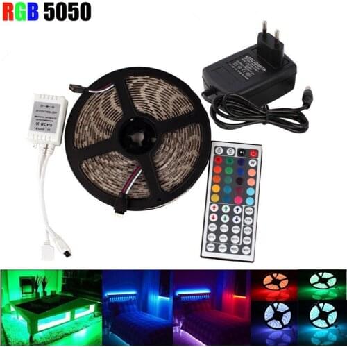 LED Strip Light Flexible Diode Ribbon Tape DC 12V 10M 5M SMD 2835 5050 RGB Waterproof Power Remote Lighting 44Key