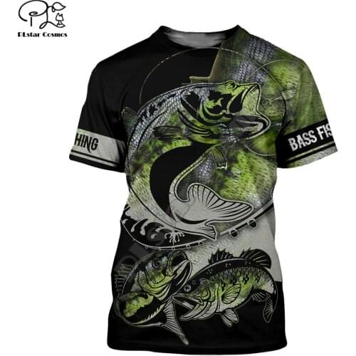 Tessffel Newest Bass Marlin Fishing Fisher Tattoo 3DPrint Men/Women Summer Casual Funny Tee Short Sleeve T-Shirts Streetwear A-3