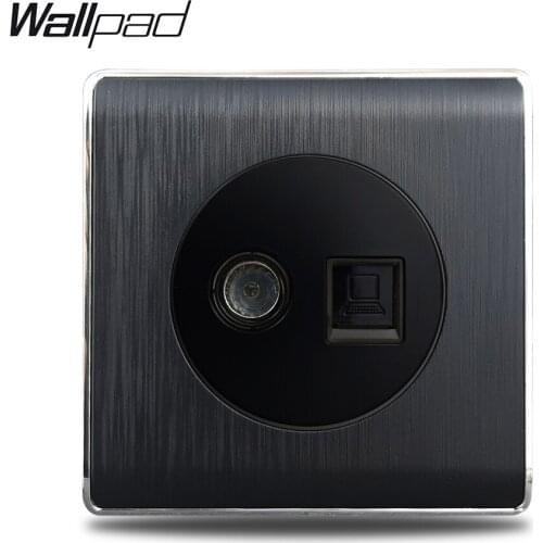 TV Data Cat6 Port Wallpad Satin Black Plastic Panel Television Computer Internet Jack Cat6 Socket
