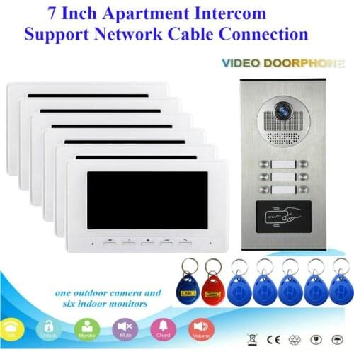 7 inch 2/3/4/6 Apartment/Family Video Door Phone Intercom System RFID IR-CUT HD 700TVL Camera Doorbell Night Vision Camera Water