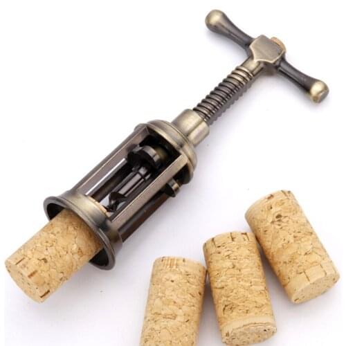Classic Retro Zinc Alloy Wine Opener Antique Bronze Corkscrew Cork Puller Remover Champagne Opener Wine Corkscrew Bar Tools Gift