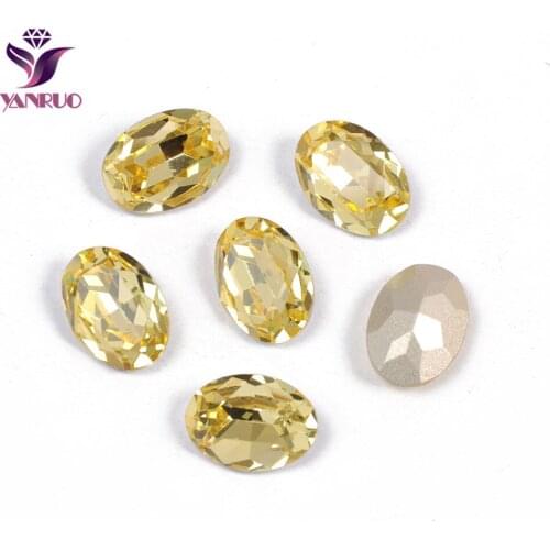 YANRUO 4120 Oval Jonquil Fancy Glass Beads Diamond Sewing Rhinestones Glass DIY Base Ornaments Claw Setting