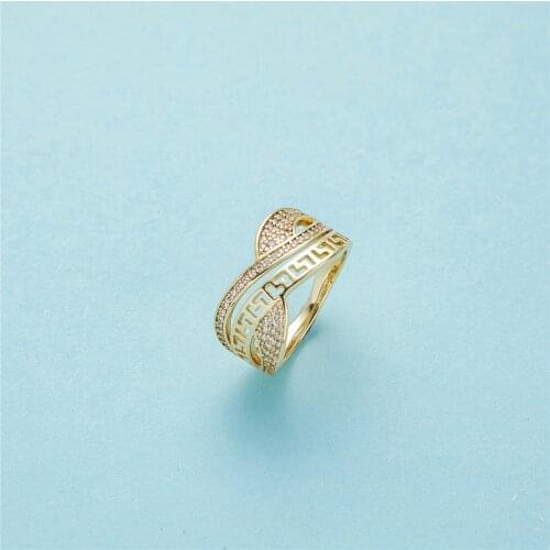 2020 Oct Finger Rings Women Round Crystal Caesar Ring Gold Color Ethnic Wedding Jewelry Ring