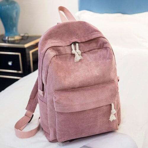 Fashion Corduroy Women Backpack Large Capacity Students School Bag for Girls Portable Teens Travel Bag Lady Mochila Feminina