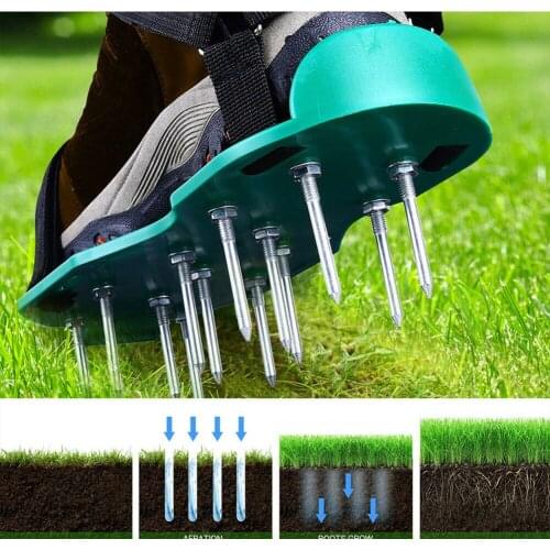 1Pair Shoes Nail Cultivator Yard Garden Tool Lawn Aerator Shoes Shoelace Garden Yard Grass Cultivator Scarification Nail Tool
