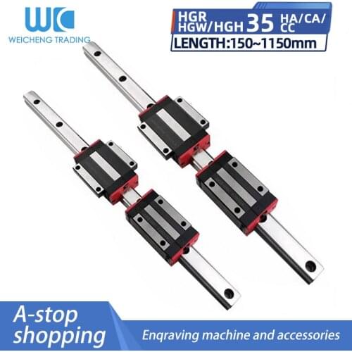 1PC Engraving Machine HGR35 Linear Guide Rail Square/Flange Slider Lengthened Length = 150MM-1150MM