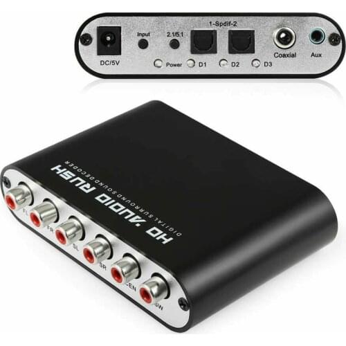 5.1 CH Audio Decoder SPDIF Coaxial to RCA DTS AC3 Optical Digital Amplifier Analog Converte Amplifier HD Audio Rush EU/US Plug