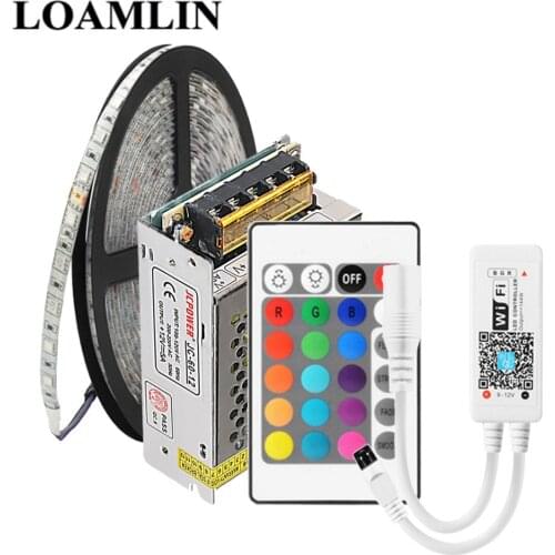 5m 5050 60Leds/m RGB LED Strip Waterproof or Non Waterproof Magic Home WIFI RGB LED Controller 12V 5A LED Power Supply Kit