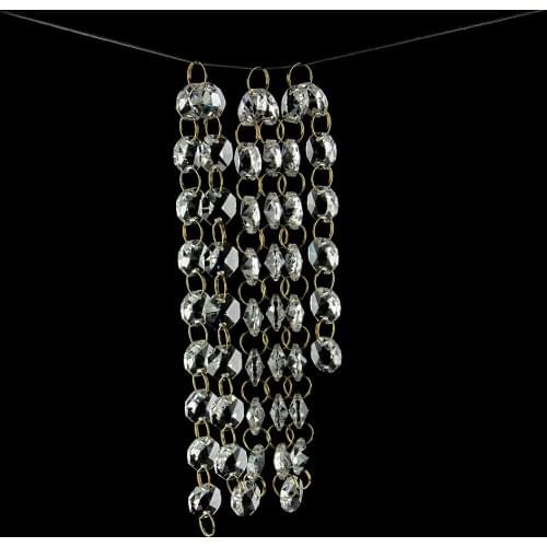 500meters/Lot 14mm Octagon Bead Chain With Golden Rings Crystal Glass Garland Strand For Wedding Christmas Decoration Chains