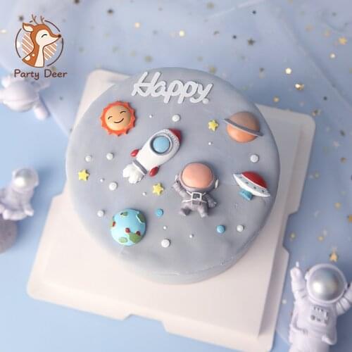 6pcs/Set Space Astronaut Boy Birthday Party Decorations Kids Cake Decorations Dessert Table Decor Baby Shower DIY Party Decor