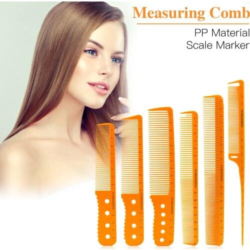 6 Types Professional Hairdresser Cutting Comb Y5 Series Flat Top Tail Comb ABS Material Measuring Scale Comb