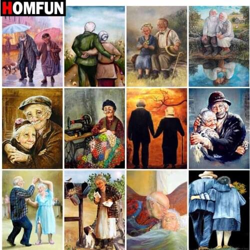 HOMFUN Full Square/Round Drill 5D DIY Diamond Painting "Old man portrait scene" Embroidery Cross Stitch 5D Home Decor Gift