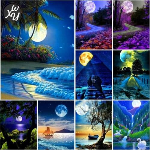 DIY Diamond Painting Moon Night Full Square New Arrival Diamond Embroidery Scenic Picture Rhinestones Diamond Mosaic Accessories