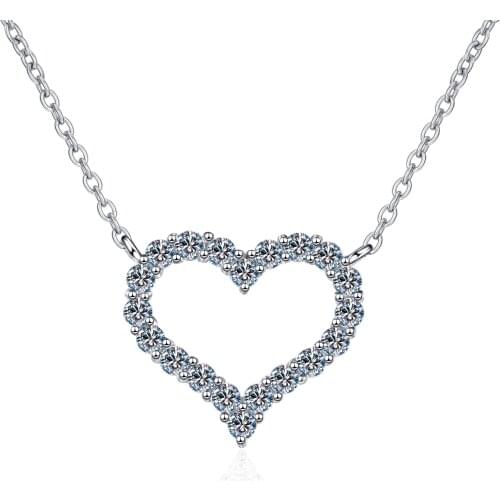 ANZIW 925 Sterling Silver Round Cut Moissanite Diamond Heart Pendant Necklace For Women Classic Pendant Necklace Jewelry Gift