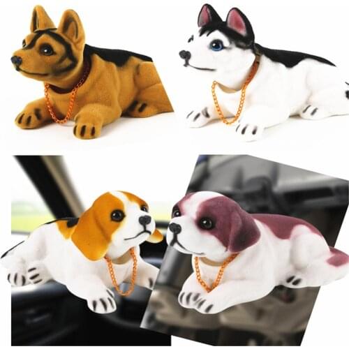 Car Nodding Dog Dashboard Dolls Bobble Head Dog Car Ornament Cute Golden Chain Rocking Head Dog Auto Shaking Head Toy Dog