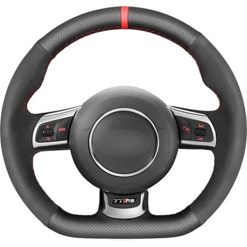 Black Suede Artificial Leather Car Steering Wheel Cover For Audi TTRS 2009-2014 R8 2010-2015 RS3 (8P) 2011-2014 RS6 2008-2010