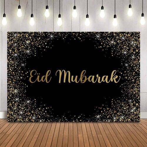 Black Eid Mubarak Backdrop Ramadan Kareem background Islamic Hanging Lamp backdrop Newborn Kids white vinyl photophone wallpaper
