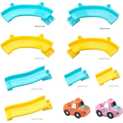 5Pcs/Lot Large Particle Building Blocks Colourful Car Blue Yellow Track DKL0063-68 Accessories Kids Boys Girls Toys For Children