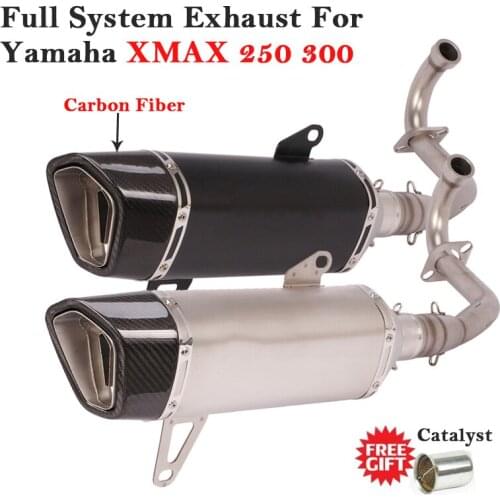 Full System Motorcycle Exhaust Escape DB Killer Catalyst For Yamaha XMAX 250 300 XMAX300 Front Link Pipe Carbon Fiber Muffler