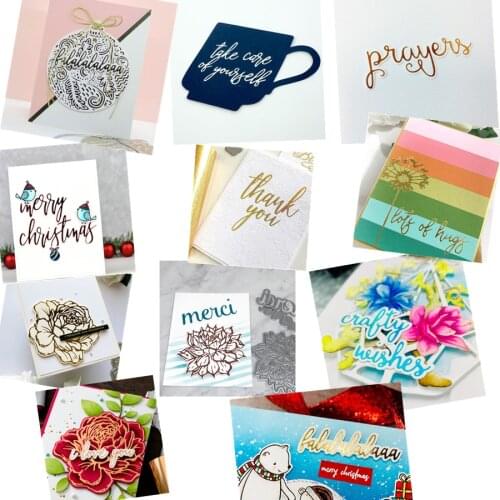 Metal Cutting Dies And Hot Foil Plates Set Artistic Greeting Words Graceful Flowers Bell Scrapbooking Album Paper DIY Cards New