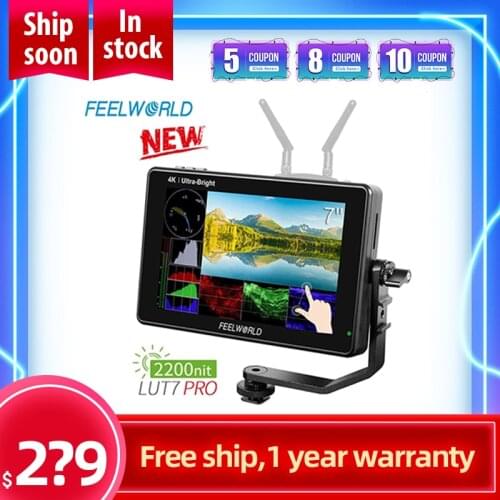 FEELWORLD LUT7 PRO 7 Inch 2200nits 3DLUT Touch Screen DSLR Camera Field Director AC Monitor with F970 External Power Install Kit