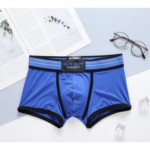 GXSR mens underwear underwear Summer thin ice silk low waist breathable small mesh sexy tide mens boxers
