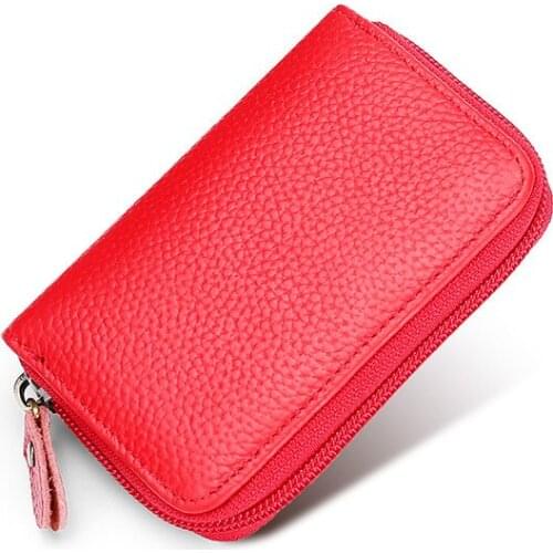 Mens Wallet Genuine Leather Credit Card Holder RFID Blocking Zipper Pocket Men bag