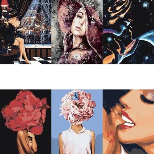 FSBCGT Lovers Kits Acrylic Oil Painting By Numbers Pictures Hand Painted For Adults Couple Canvas Art DIY Gift Home Decor