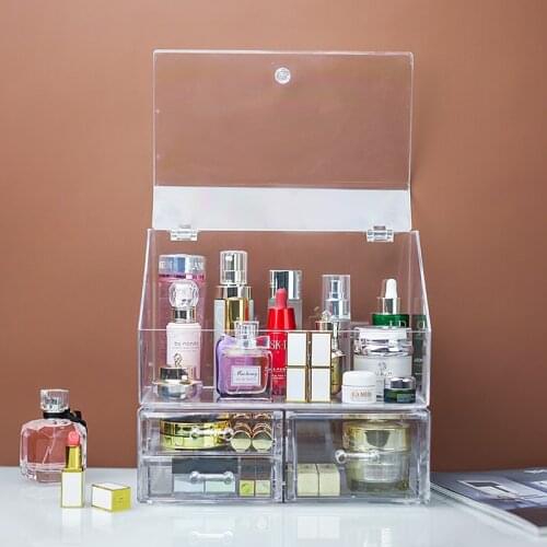 Plastic Makeup-organizer Cosmetics Box Large Makeup Holder Nail-Polish Perfume Organizer Lipstick Holder Bathroom storage box