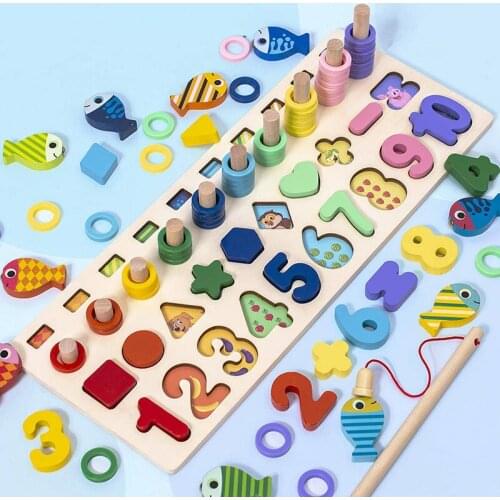 Sale Geometric Shape And Color Matching Toys Wooden 3D Puzzles Baby Montessori Early Educational Learning Toy For Children