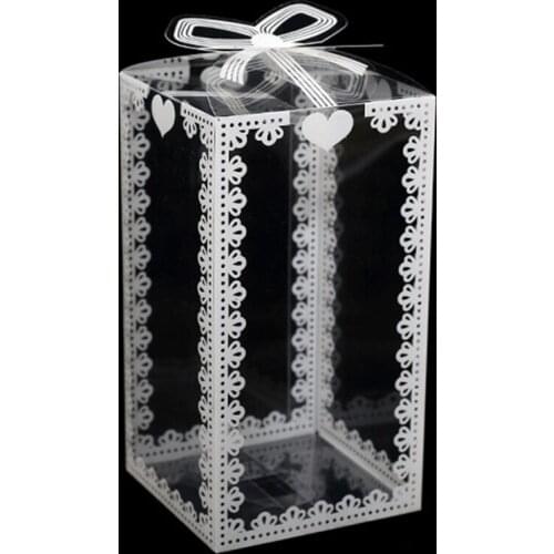 50 Pcs Clear Plactic Cubes PVC Boxes for Cupcake Wedding Party Favor for Birthday Anniversary Transparent Gift Box