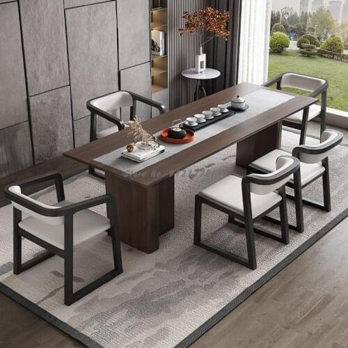 Hotel Villa Solid Wood Dining Chair Tea Chair Modern Minimalist Household Light Luxury New Chinese Dining Chair Black And White