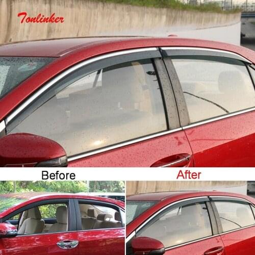 Tonlinker Awnings & Shelters Cover Case stickers For TOYOTA Corolla Altis 2014-18 Car styling 4 PCS ABS Acrylic With light bar