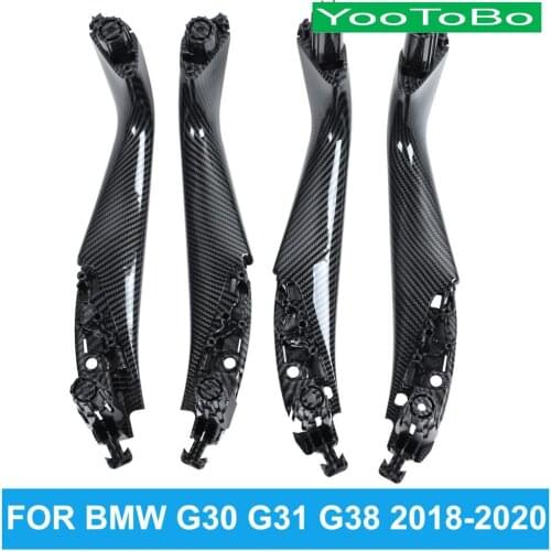 Carbon Fiber Car Front Rear Left Right Interior Door Pull Handle G30 G31 G38 Trim Cover Panel For BMW F90 5-series 525 528 530